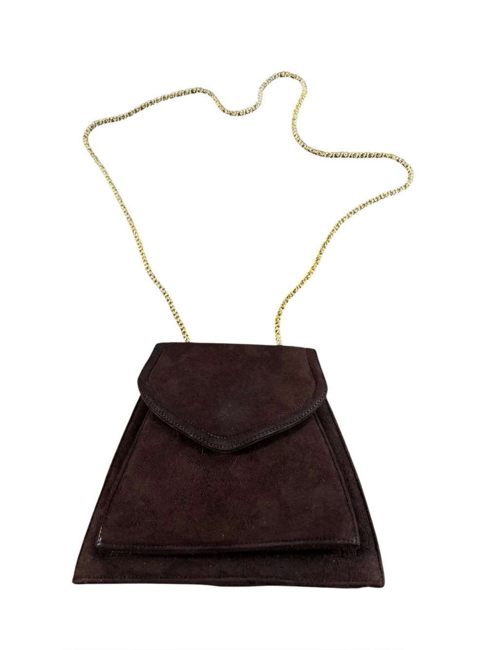 Vintage Frenchy of California Made USA Brown Suede/Leather w Gold Chain Strap